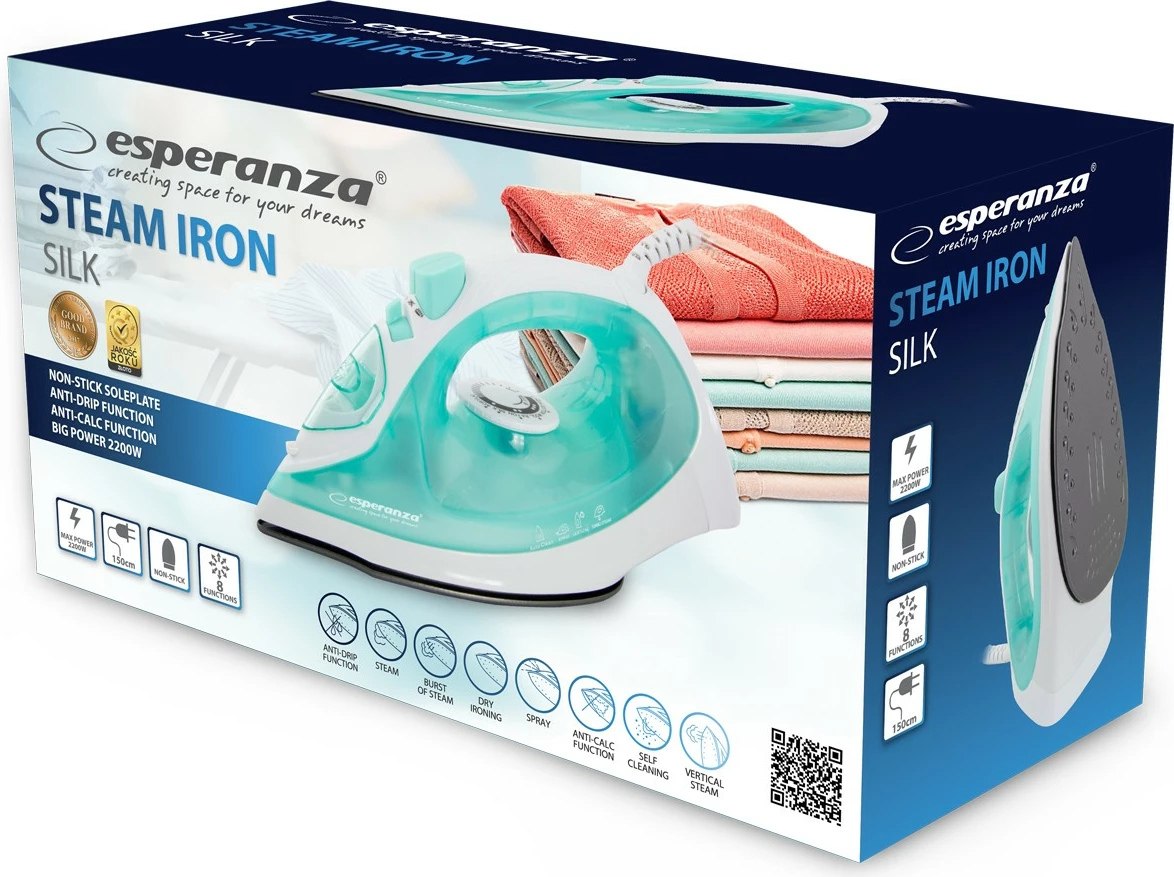 Parni likalnik Esperanza Silk EHI005, 2200 W, turkizna