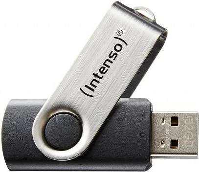 USB-pomnilnik 64 GB, Intenso Basic Line, USB 2.0, vrtljiv, črno/srebrn
