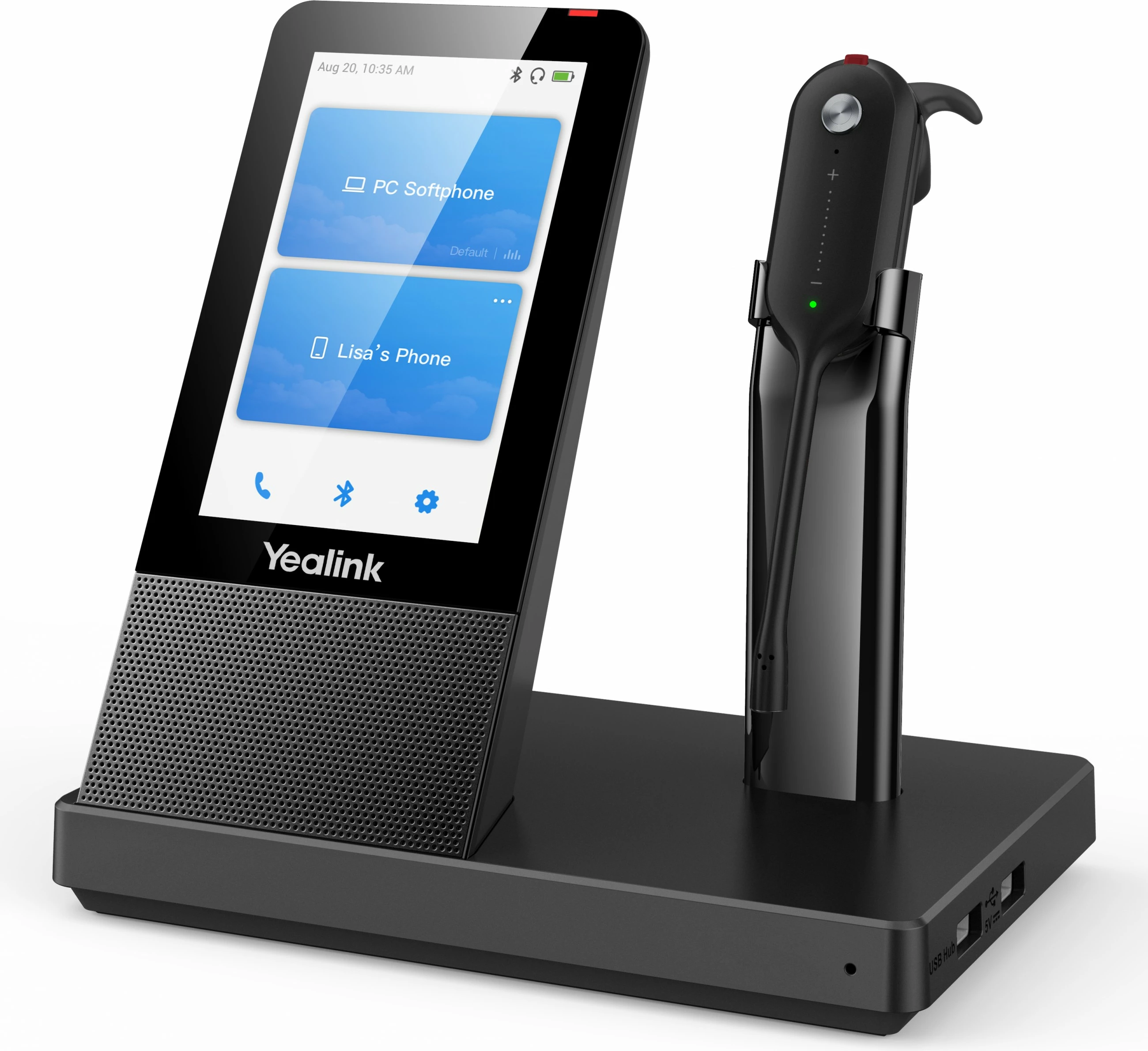 Brezžične slušalke za pisarno in klice v klicnem centru Yealink WH67 UC-DECT, črne