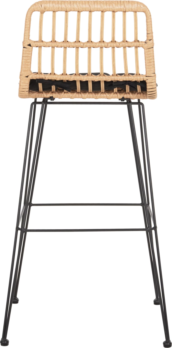 Barski stol za zunaj ALLEGRA FH5452.11 kovina in blazina v črno-bež pletenju 52x51x103H cm