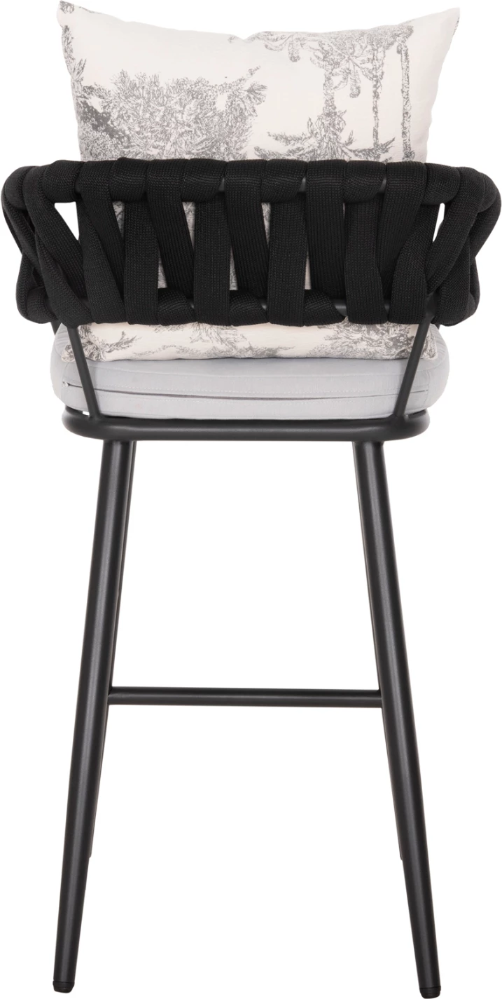 Barski stol aluminij CAMDEN FH6142.01 antracit z ecru hrbtnim vzglavnikom s tiskanim vzorcem 56x60x108Hcm