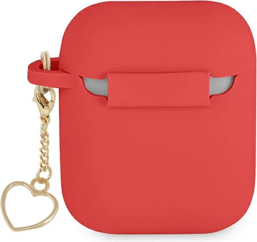 Ovitek za AirPods 1/2, Guess Charm Heart Collection, silikon, rdeč