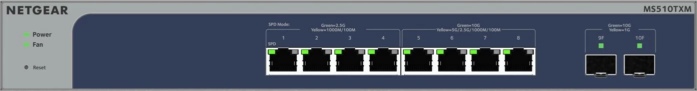 Pametni upravljani Switch NETGEAR 8-portni Multi-Gigabit/10G Ethernet z 2 SFP+ priključkoma, sivi