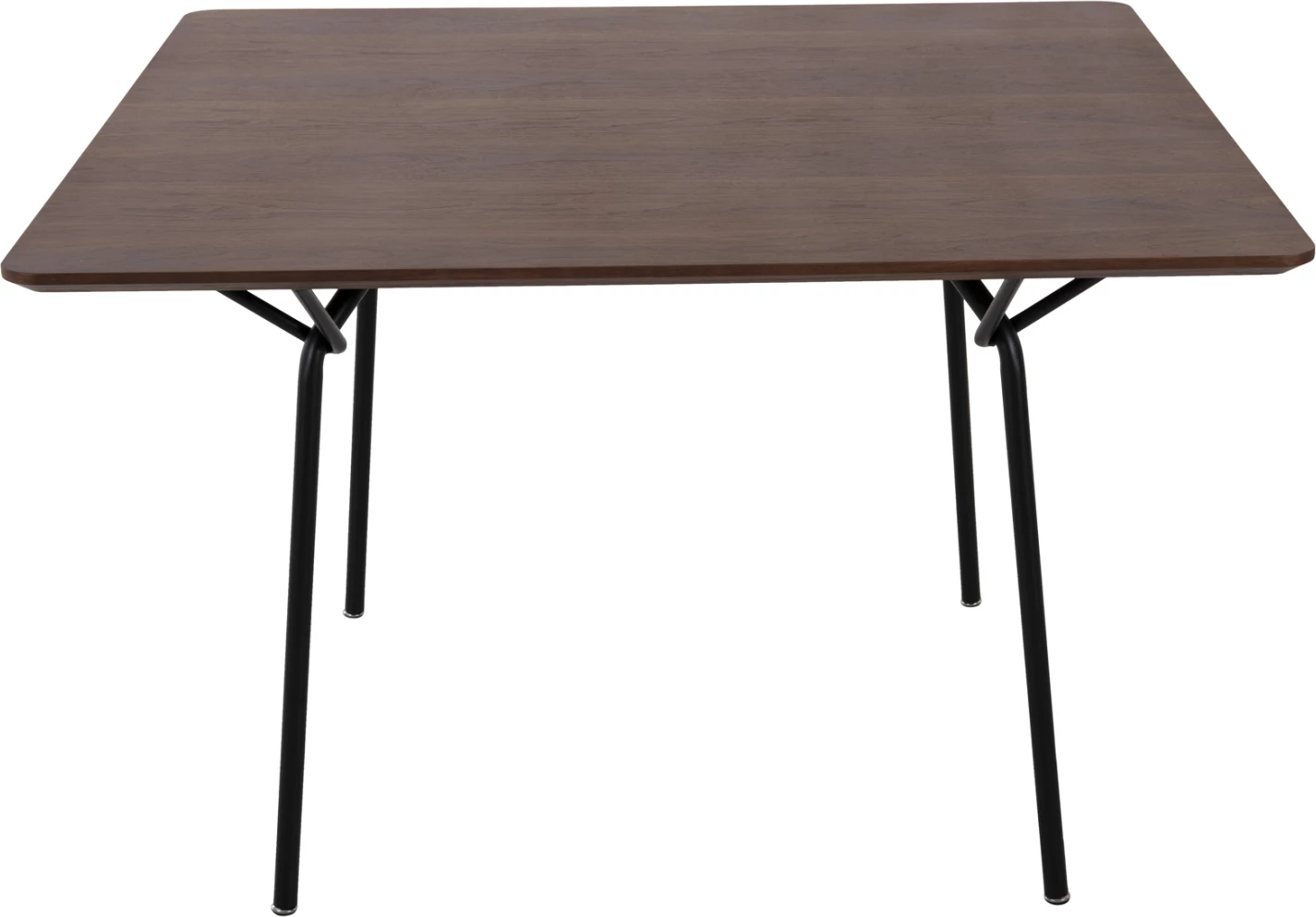 Kvadratna jedilna miza TRENK FH9614.02 MDF z hrastovim furnirjem v barvi oreha in črnimi kovinskimi nogami 120x120x75Hcm