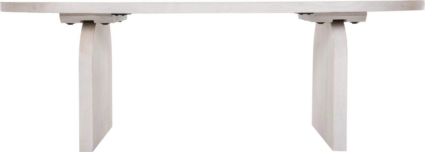 Ovalna klubska miza HONKY FH9691 iz masivnega mangovega lesa v beli barvi 120x60x40H cm