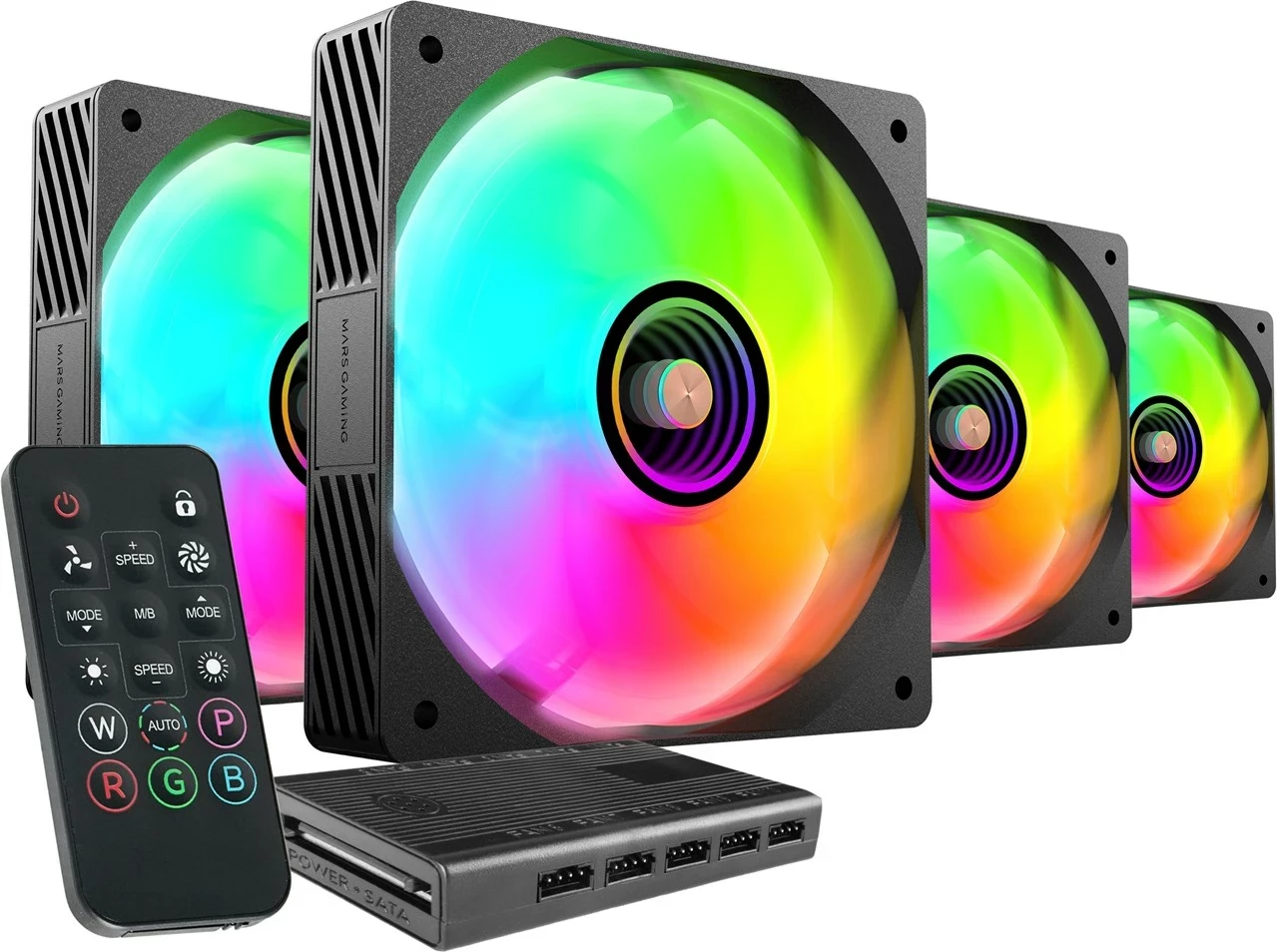 Ventilatorji za ohišje računalnika TACENS Mars Gaming MFSI4KIT, 4x12 cm, zeleni LED, črni