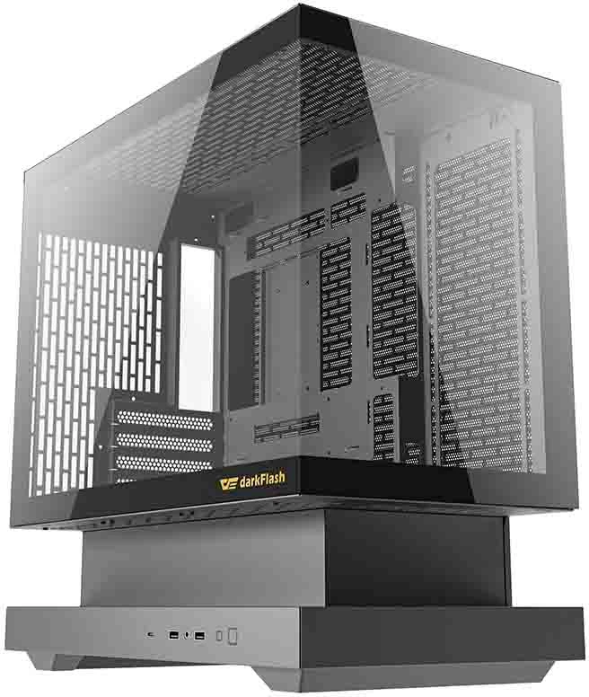 Računalniško ohišje Darkflash F1, midi tower M-ATX/ITX, kaljeno steklo, 6 ventilatorjev ARGB, črno, komplet