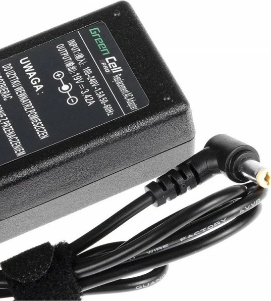 Napajalnik za prenosnik 19V 3,42A 65W, 5,5-1,7 mm, Green Cell PRO AD01P za Acer, črn