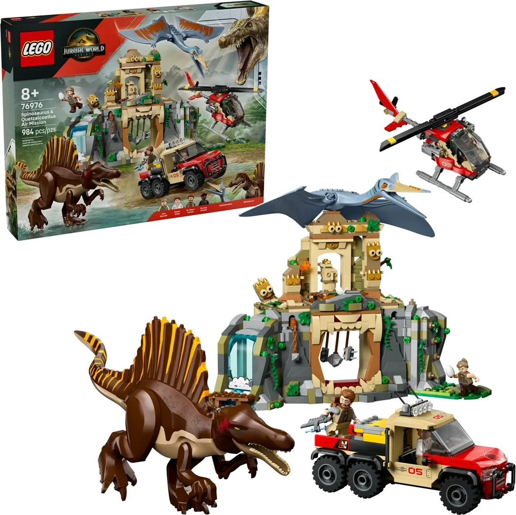 Set za gradnjo Jurasic World Spinosaurus & Quetzalcoatlus z letalsko misijo, LEGO 76976, 4 minifigure