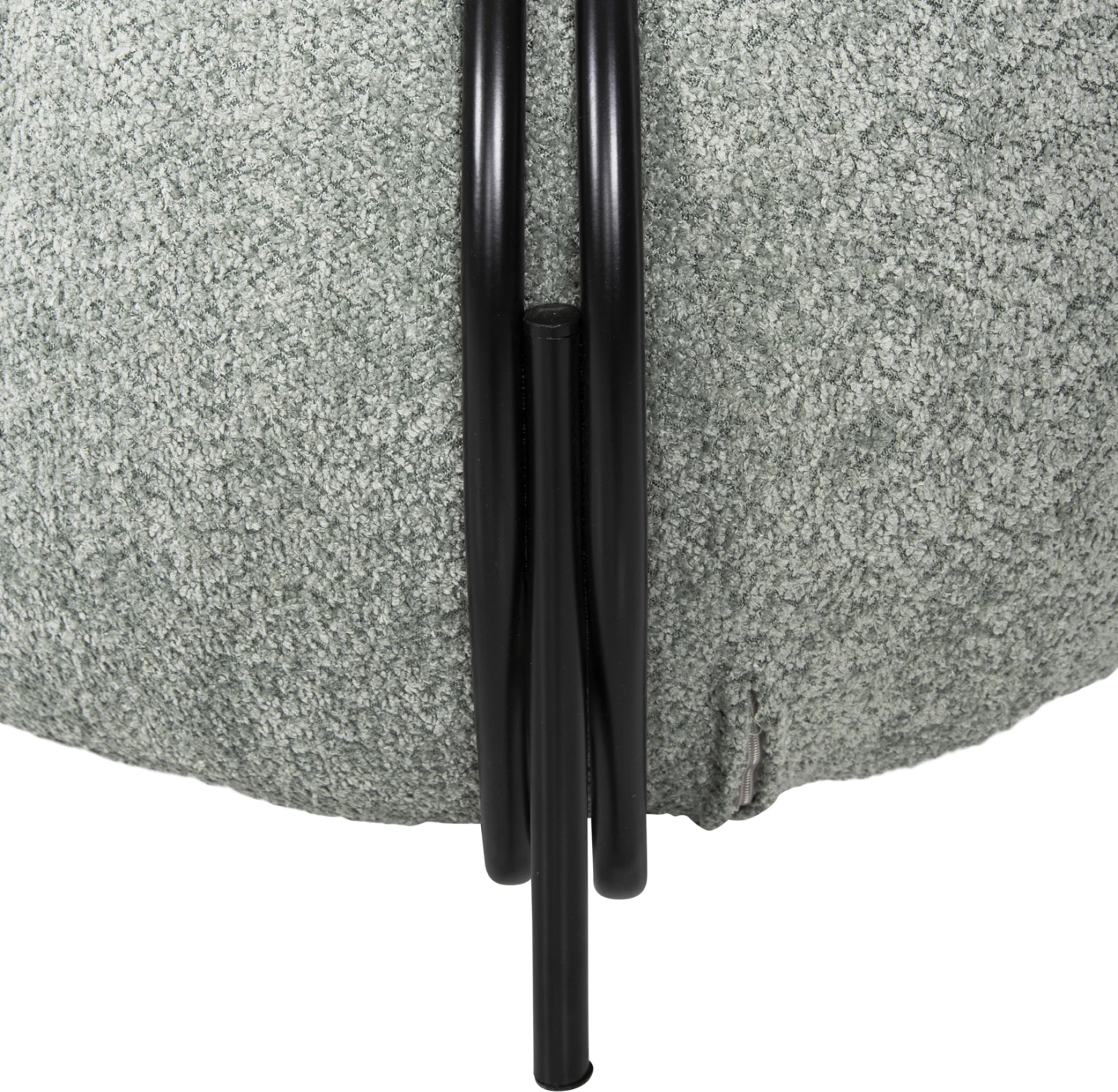 Okrogli lounge stol KARSEN FH9598.05 v pistacija zeleni bouclé tkanini 75x75x75H cm