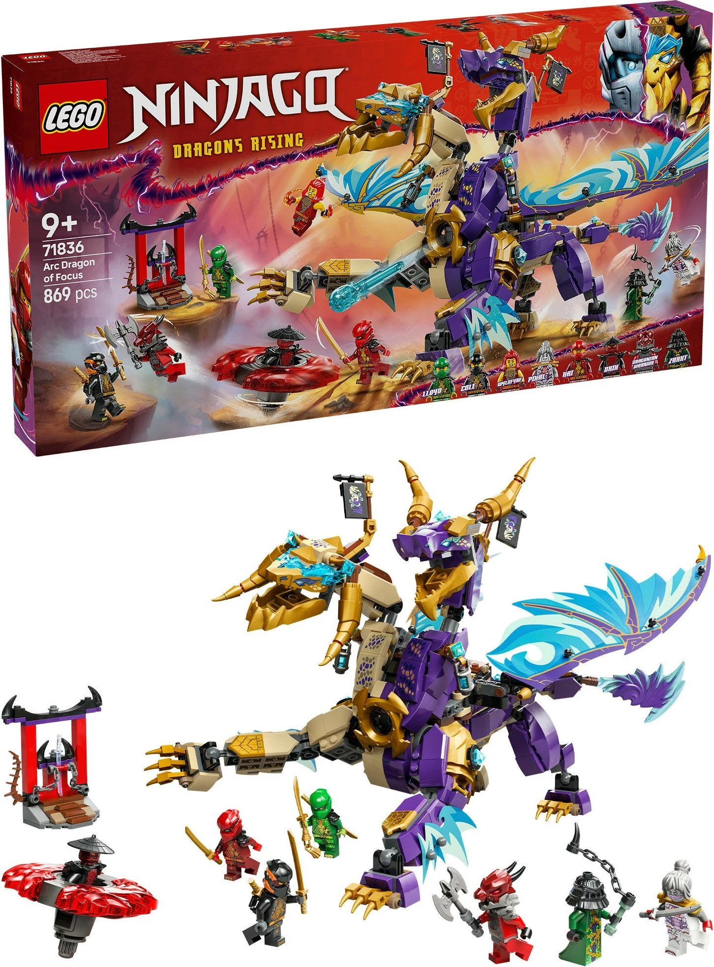 Set za sestavljanje Ninjago Lichtbogendrache LEGO 71836, 869 kosov, večbarven