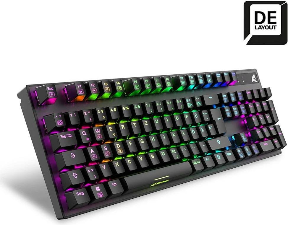 Mehanska tipkovnica Sharkoon SKILLER SGK20, ožičena, USB, RGB LED, QWERTZ, črna