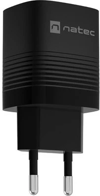 Stenski polnilec 30W, 1x USB-A + 1x USB-C, Natec Ribera GaN, črn