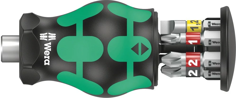 Kompaktni izvijač Wera Kraftform Kompakt Stubby Magazin 2, 6 bitov, 65 mm, črno/zelen