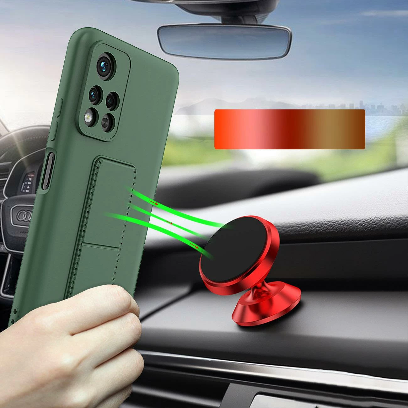 Ovitek z oporo za Xiaomi Redmi 10, Wozinsky Kickstand Case, silikon, rdeč