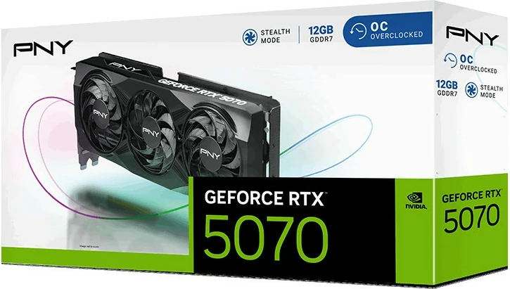 Grafična kartica GeForce RTX 5070 OC PNY, 12 GB GDDR7, PCI Express x16 5.0, črna