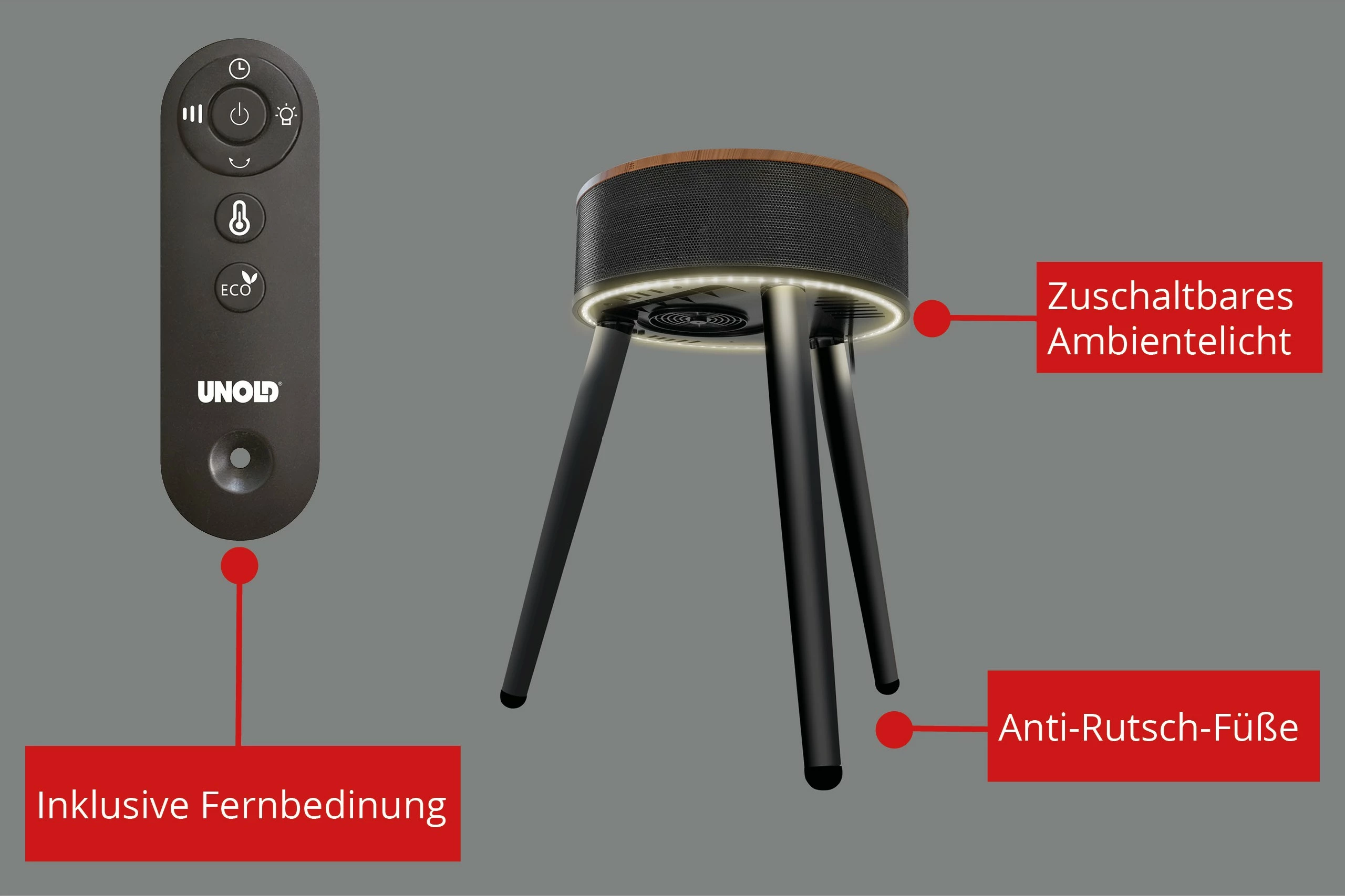 Keramični električni grelec UNOLD 86545, 1,2 m, črn