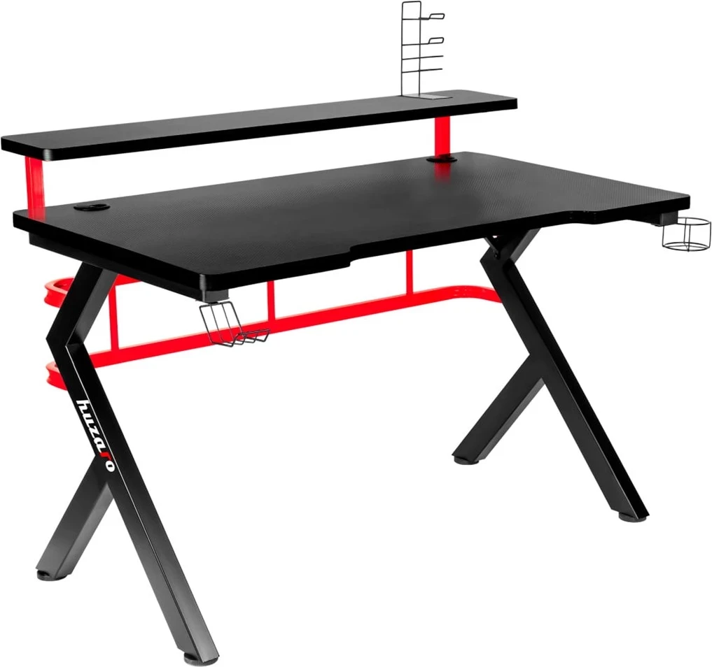 Gaming miza z ogljikovimi Huzaro Hero 5.0, črno/rdeča