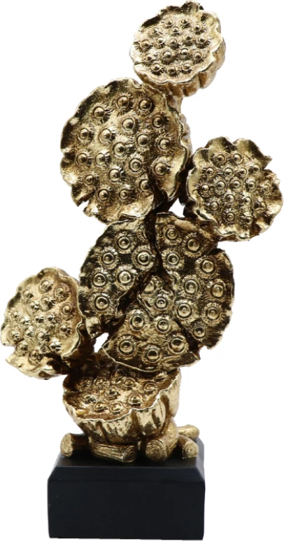 Dekorativni kaktus ONIOPORA, poliresin, zlato-črn, 17x10x31 cm