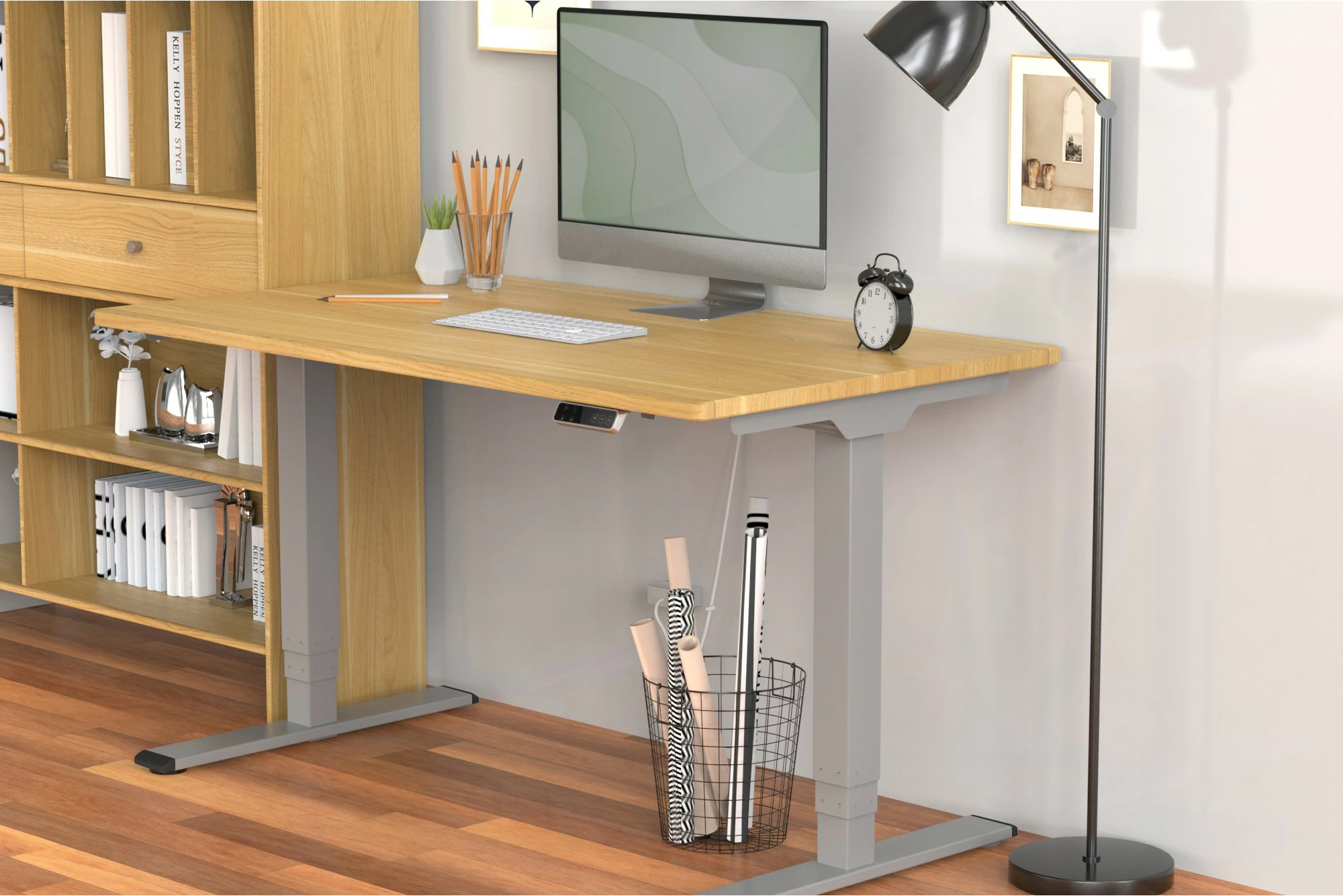 Električno ogrodje mize Digitus, z dvema motorjema, 3 stopnje, sivo