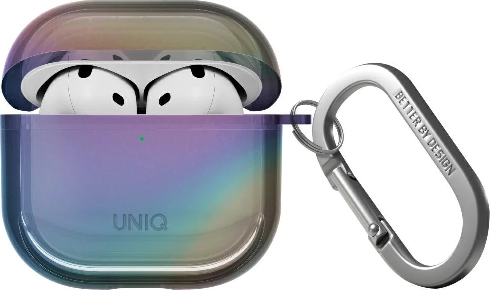 Ovitek za AirPods 4 UNIQ Iridescia s karabinom, večbarven