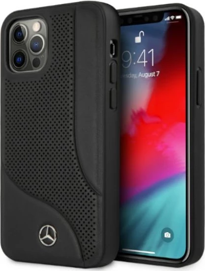 Ovitek za iPhone 12 Pro Max, naravno usnje, črn, Mercedes MEHCP12LCDOBK