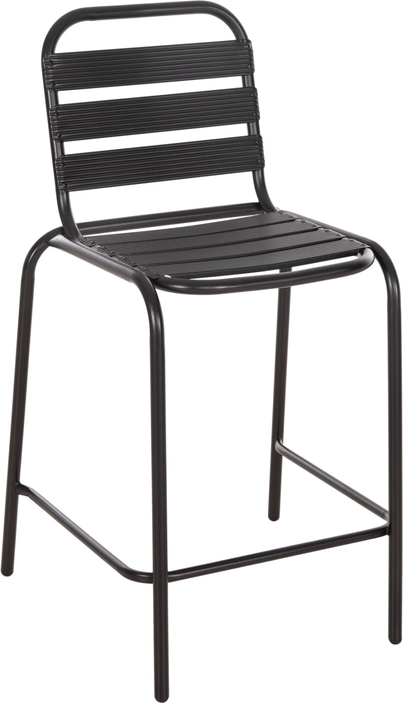 Barski stol srednje višine LAURA FH6065.03 kovinski okvir in aluminij v črni barvi 58x58x100Hcm