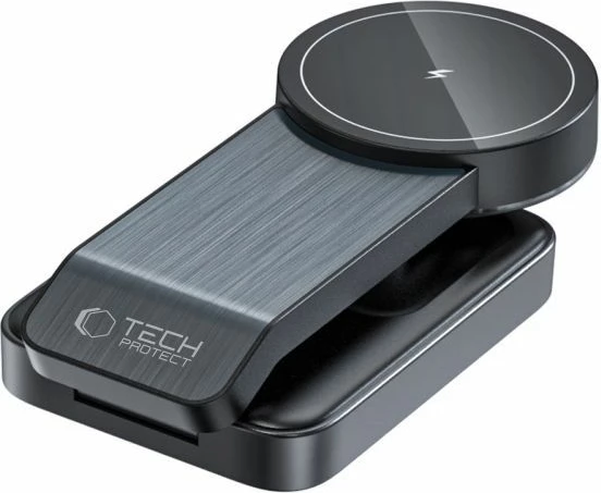3-v-1 indukcijski polnilec za telefon, Apple Watch in AirPods Tech-Protect QI15W-A28, z MagSafe, črn