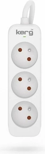 Razdelilec električne energije KERG, 3 vtičnice, 3 m, 10 A, bel