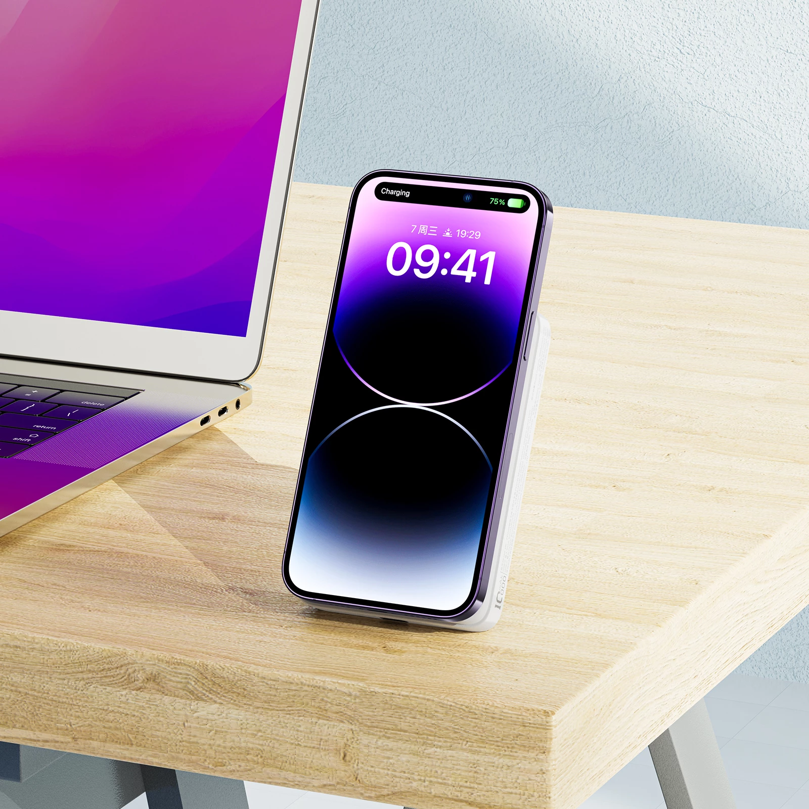 Powerbank 10.000 mAh Acefast M6, 20W, brezžično polnjenje, z kablom, bel