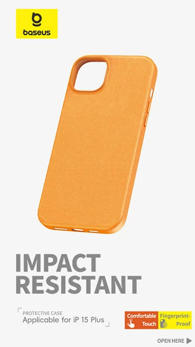Ovitek za telefon Baseus Fauxther za iPhone 15 Plus, oranžen