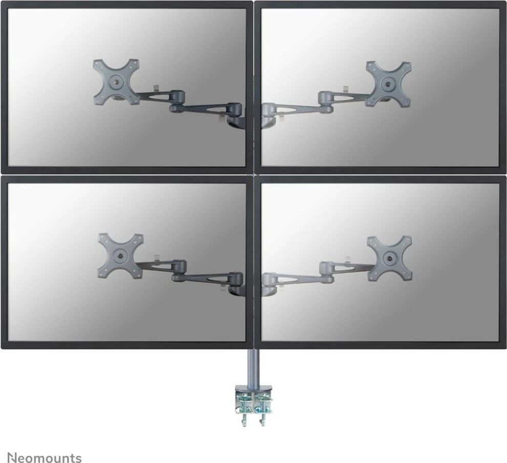 Nosilec za štiri zaslone Neomounts FPMA-D935D4, 10-27 in, nastavljiva višina, srebrn