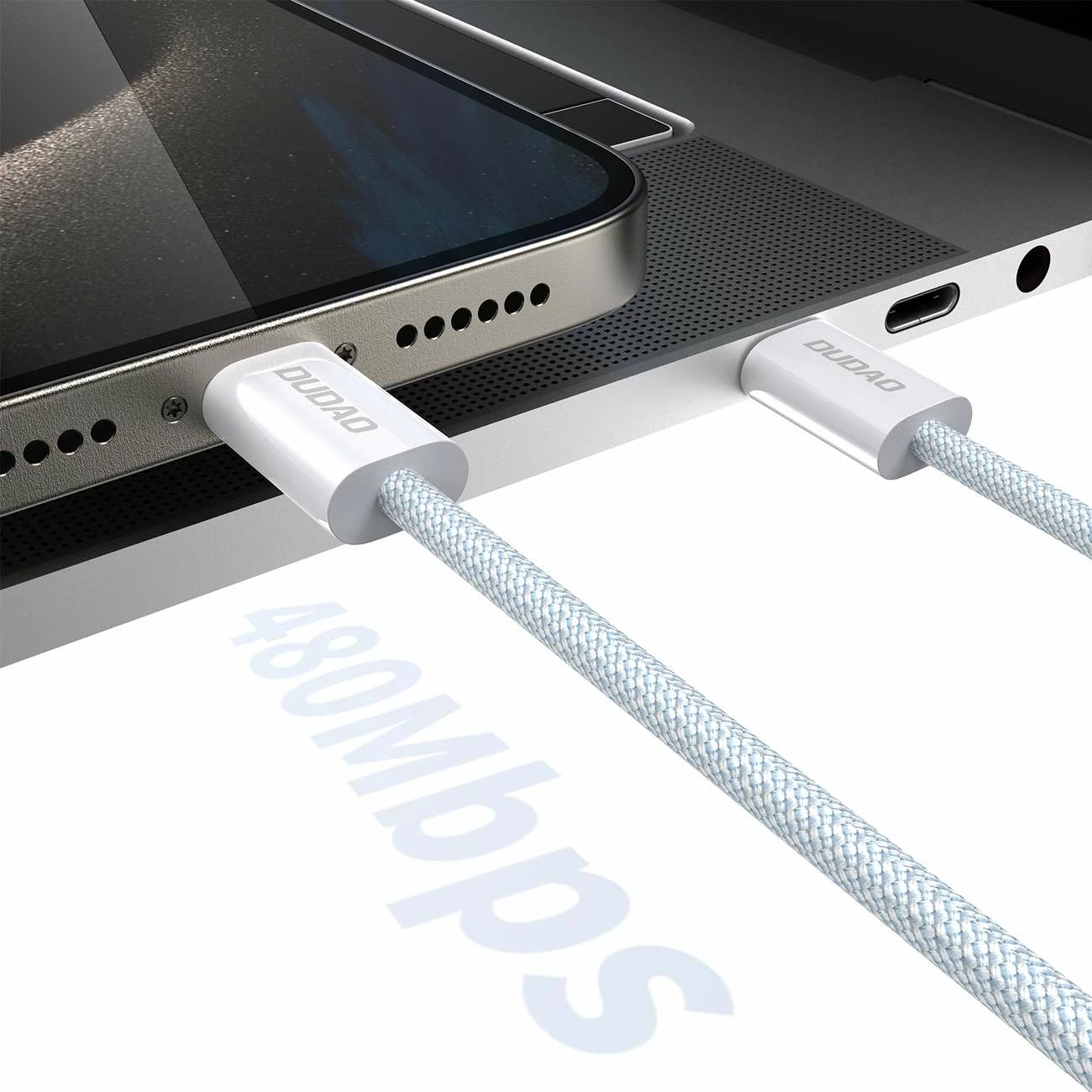 Kabel USB-C na USB-C Dudao L6C, 1 m, 30 W, svetlo moder