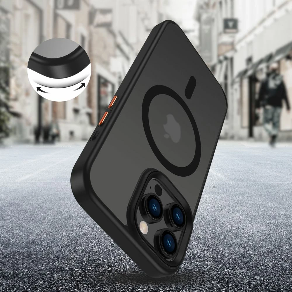 Ovitek za telefon MagSafe, Tech-Protect MagMat za iPhone 16 Pro, komplet 3, črn polprosojen