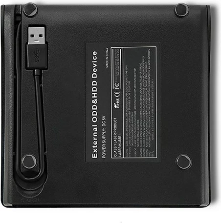 Zunanji zapisovalnik DVD-RW Qoltec 51857, USB 3.0, črn