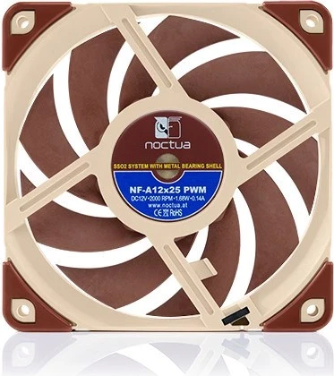 Ventilator za ohišje Noctua NF A12x25 5V PWM, 12 cm, bež in rdeč