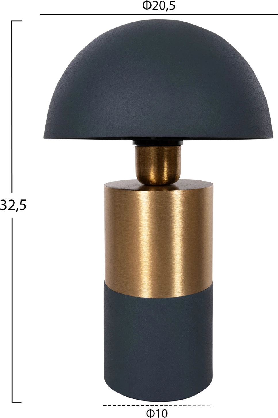 Namizna svetilka PUNE FH4245.05 kovinska v antracitno modro-zlati barvi Φ20,5x32,5Hcm
