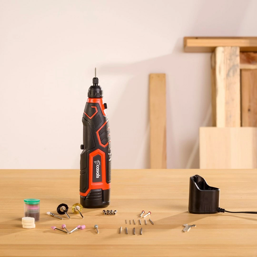 Brezžični električni vrtalnik/rezalnik Casals CMG1205BC, 12 V z dodatki