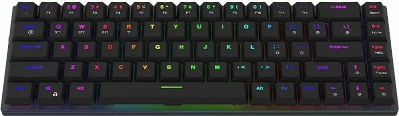 Mehanska tipkovnica 65%, 68 tipk, RGB, brezžična in z kabelom Aqirys Agena, črna