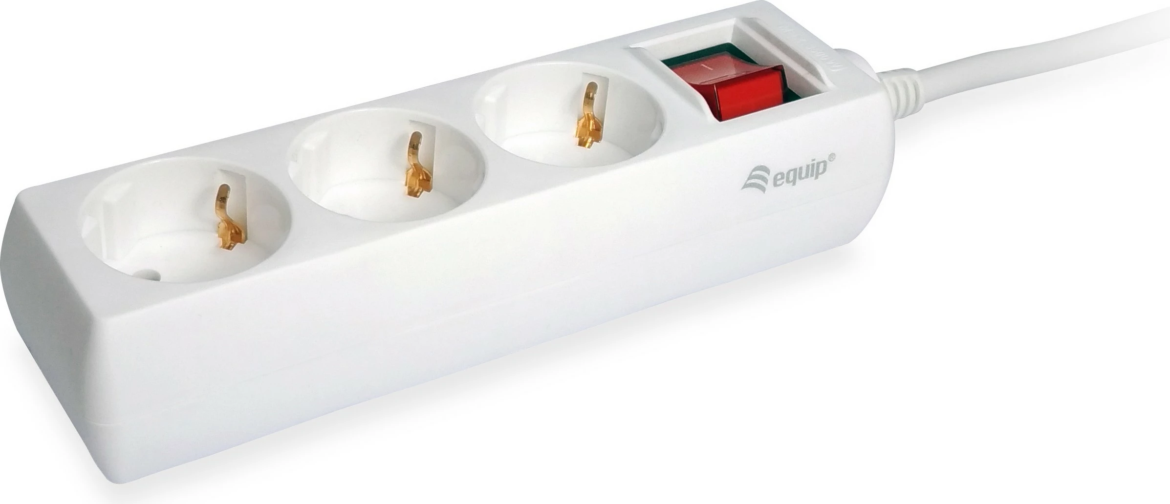 Razdelilnik električnega toka 3 vtičnice, 1,5 m, plastika, bel Equip 245551