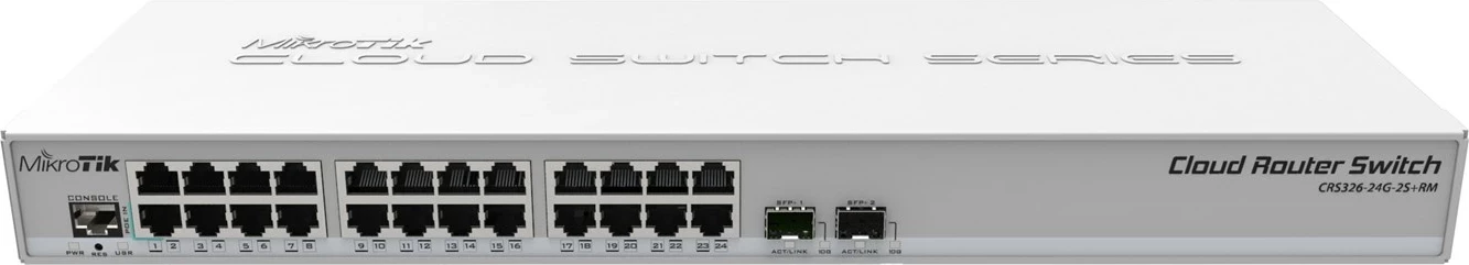 Upravljen L2 preklopnik MikroTik CRS326-24G-2S+RM, Gigabit Ethernet, sivi