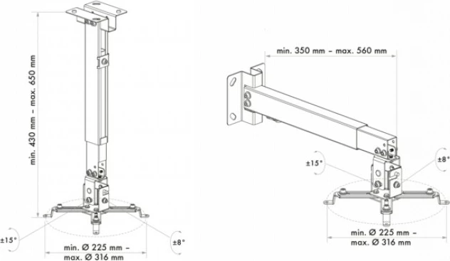 Nosilec za projektor Schwaiger LWH310WD, stenski/stropni, 20 kg, bel