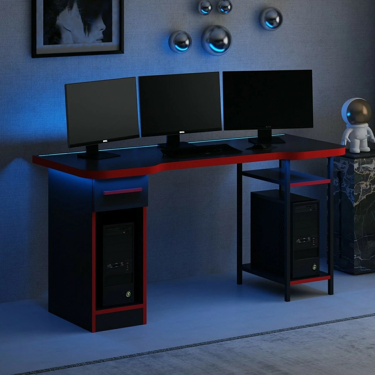 Gaming miza Skye Decor, Phoenix 6, črno-rdeča