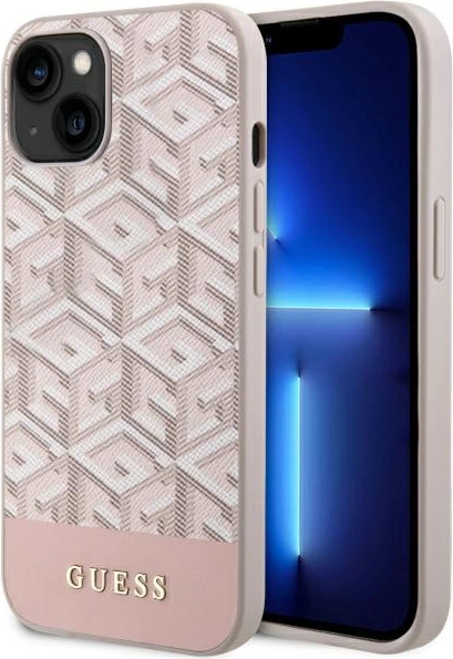 Ovitek za telefon GCube Stripes MagSafe Guess za iPhone 14 Plus 6,7", roza