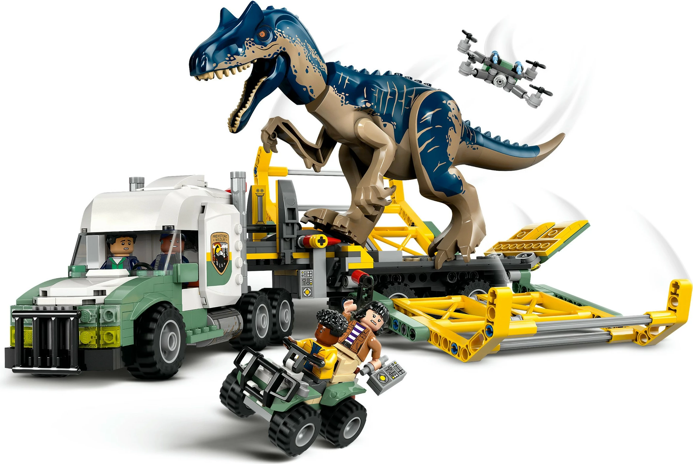 Set za gradnjo Allosaurus Transporter LEGO Jurassic World 76966, 588 kosov, večbarven