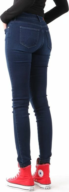 Ozke ženske jeans hlače Wrangler, temno modre