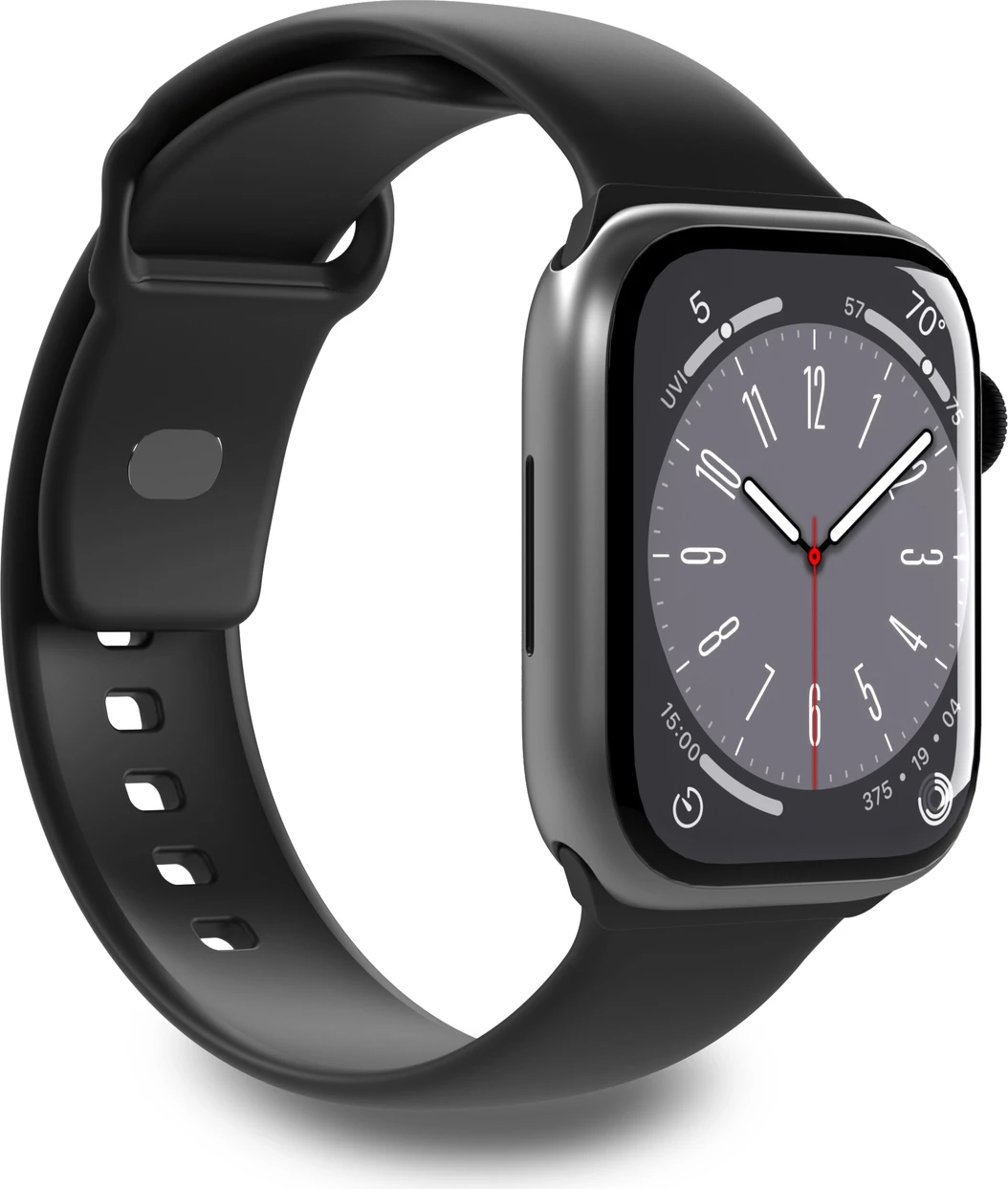 Silikonski pašček za Apple Watch Puro Icon, 42/44/45/49 mm, črn, set 2 kos