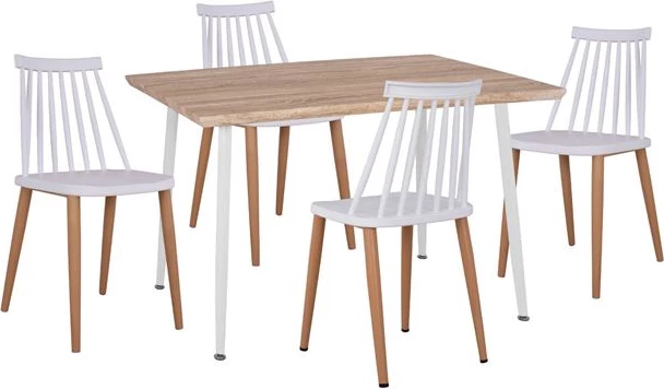 Set 5 kosov Miza Sonama & Stoli Vanessa bele barve z kovinskimi nogami FH11024.01 120x70x76.5 cm