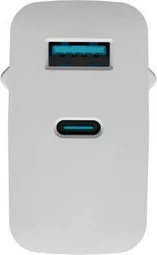 Stenski polnilec GaN, Natec Ribera, 45W, 1x USB-A + 1x USB-C, bel