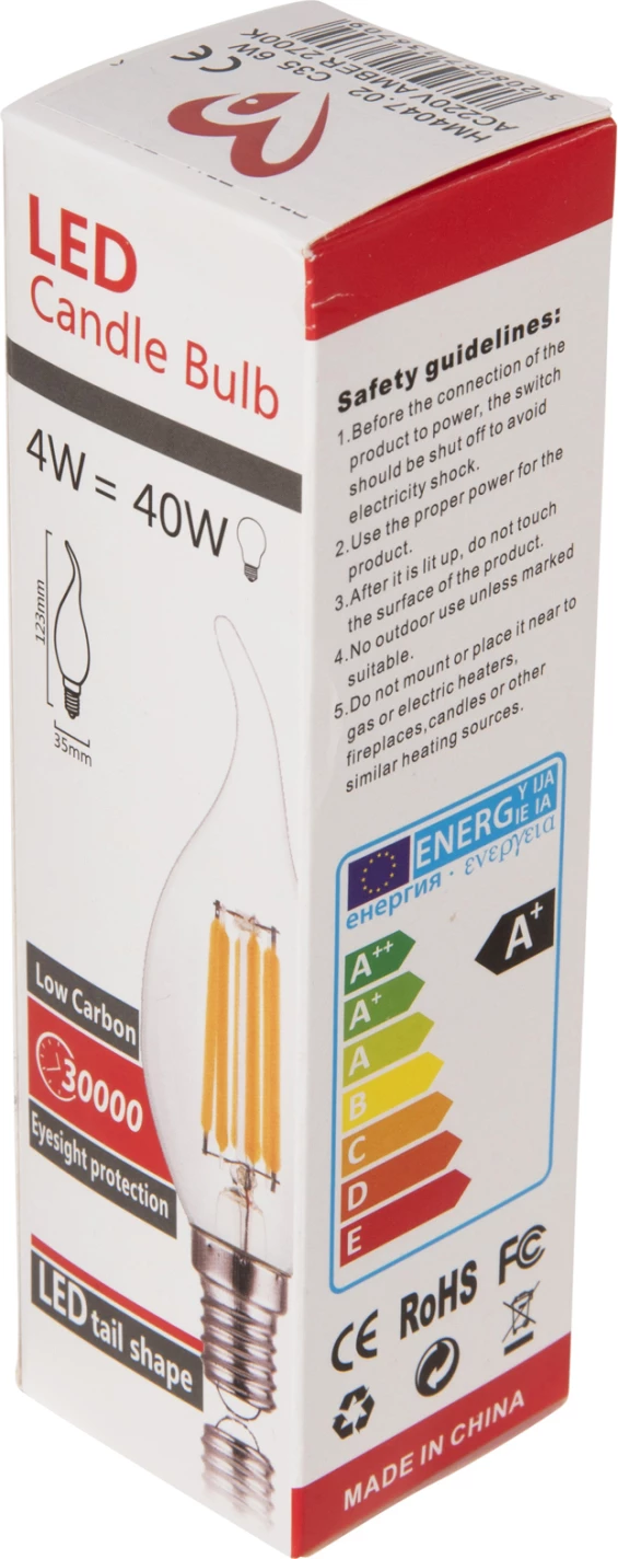 Žarnica v stilu plamena LED filament 6W E14 3000K zlata zatemnljiva